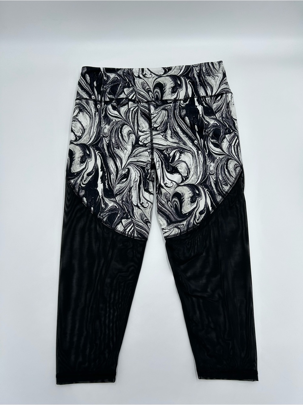 Victoria's Secret Black and White Marble-Panel Sheer Workout Leggings L - Picture 6 of 6